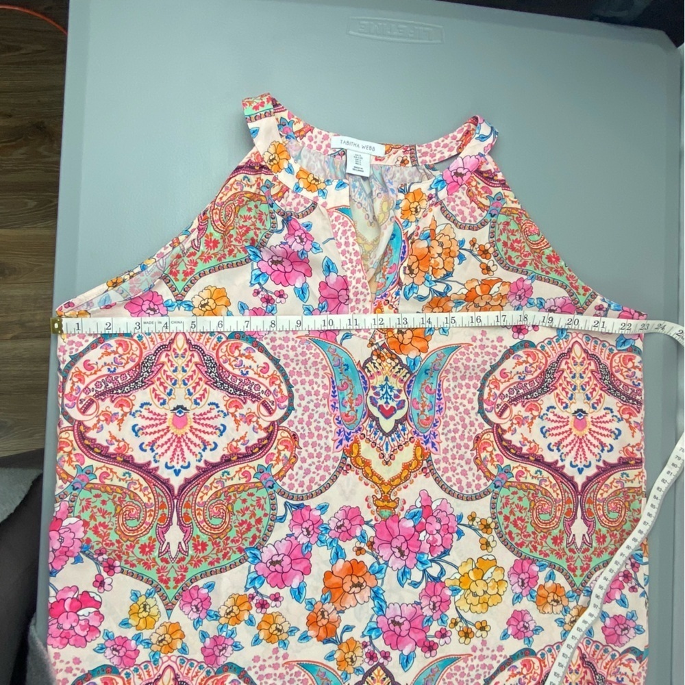 Tabitha Webb Multicolor Floral Racerback Sleeveless Top Wms Sz Large - Picture 6 of 9